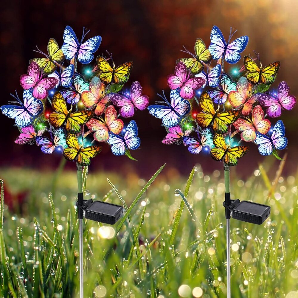 Solar Garden Lights Outdoor Waterproof Decorative Solar Lights Outdoor 2 Pack Wi